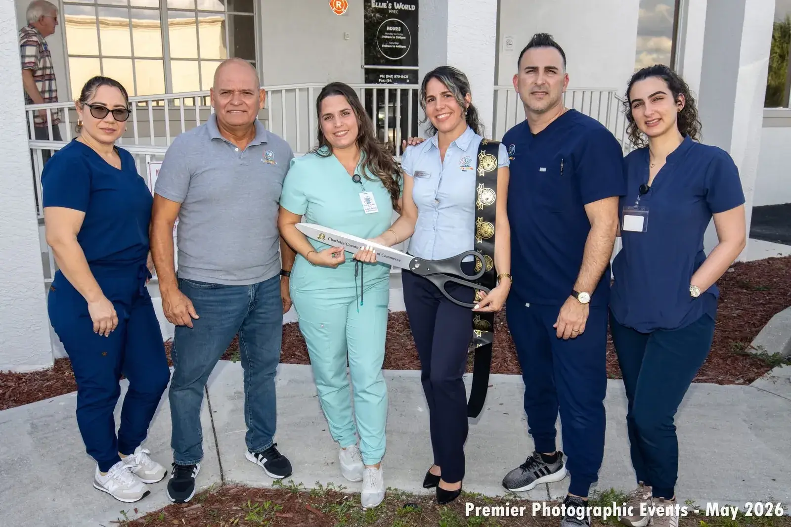 Nurses and staff at the Charlotte County Chamber of Commerce ribbon cutting at Ellie's World PPEC in Port Charlotte, Florida